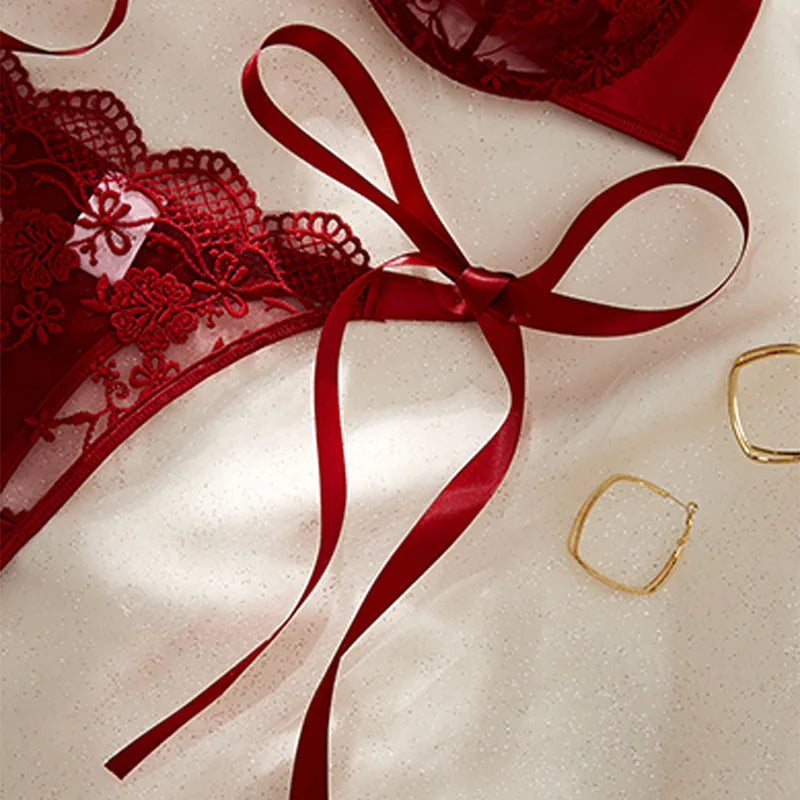 Ensemble de Lingerie Femme Transparent – Soutien-Gorge  String Élégants